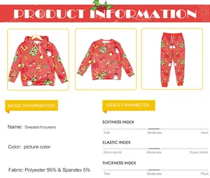 Detailansicht der 95% Polyester 5% Spandex Mischung auf dem Weihnachts-Kinderhoodie