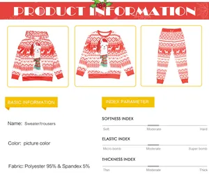 Detail showing 95% polyester fabric blend and 3D Christmas alpaca prints on kids hoodie set