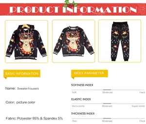 Dettagli tessuto per set natalizio con renna in 95% poliestere e 5% spandex con cappuccio