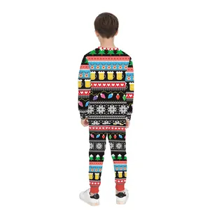 Kids Christmas Sweatshirt Hoodie Pants Polyester Spandex Reindeer Tree Print Ugly Sweater Style Festive Outfit For Boys Girls
