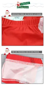 Detail of elastic waistband and professional four-needle six-wire sewing on red underwear