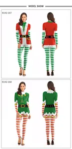 Vues avant et arrière de combinaisons de Noël festives avec imprimés et rayures