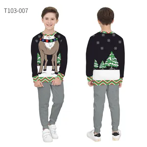 Vorder- und Rückansicht des Weihnachts-Hoodies mit Rentier für Kinder