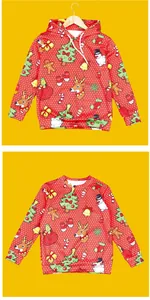 Details des Weihnachts-Kinder-Hoodie-Sets mit 3D-Cartoon-Drucken und Festtagsmotiven