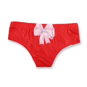Women's sexy red panties featuring a festive Santa Claus digital print design