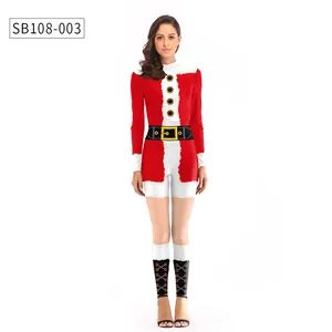 Combinaison classique de Père Noël pour femmes, costume de scène pour les fêtes