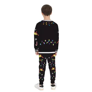 Set Bambini Natale Renna Stampa Pixel Felpa con Cappuccio o Maglione Pantaloni Ragazzi Ragazze Top e Pantaloni con Stampa Digitale