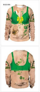 Front and back detail of 3D printed St. Patrick's Day sweatshirt with funny graphics