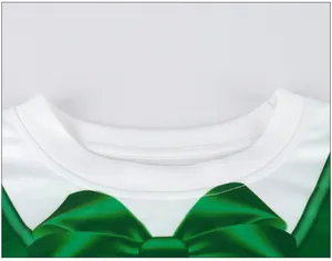 Detail of white St. Patrick's Day sweatshirt crewneck with green bowtie print