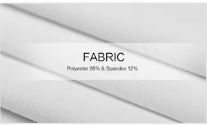Detail of high-quality fabric showing 88% polyester and 12% spandex blend texture