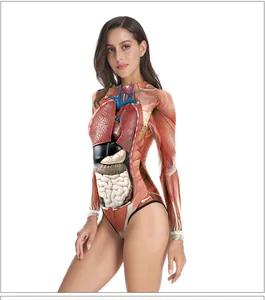Close-up of realistic 3D anatomical human internal organ print on a bodysuit