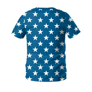 Men's loose navy blue t-shirt with white star prints for American Independence Day