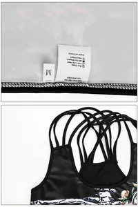 Detail of the cross-strap back design and fabric label for women's Halloween vest