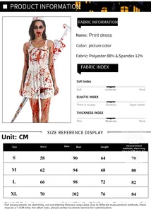 Tableau des tailles détaillé pour costume d'infirmière zombie d'Halloween avec mesures