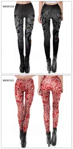 Détail de leggings d'Halloween avec motifs de citrouilles et de tissus cérébraux