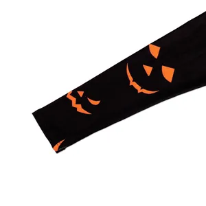 Women's Halloween dress with 3D pumpkin digital print and slim long sleeves