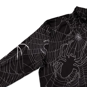 Slim fit long sleeve Halloween dress featuring large white spider web print on black