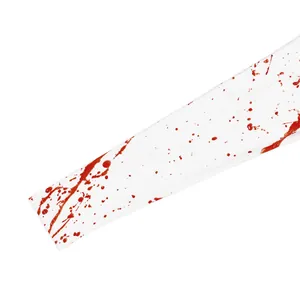 Long sleeve Halloween zombie nurse dress with realistic red blood splatter pattern