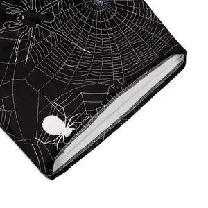 Halloween slim-fit dress with white spider web print on black elastic fabric