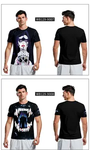 Vistas detalladas frontal y trasera de camisetas de Halloween con estampado 3D
