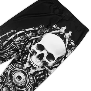 Leggings de yoga 3D para mujer con patrón de calavera gótica y tela elástica