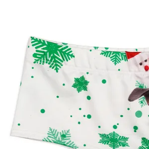 Women's Christmas panties with festive puppy digital print and elastic waistband