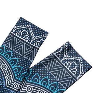 High waist leopard print yoga leggings with seamless mandala pattern and tummy control
