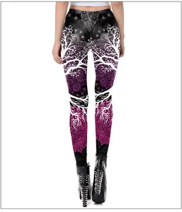 Detailed view of Tree of Life and Mandala 3D print on high-waisted yoga leggings