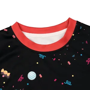 Kids Christmas 3D cartoon sweatshirt and pants set with colorful prints and red crew neck