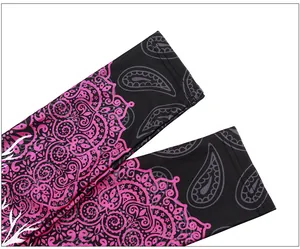 Detailed macro shot of 3D mandala printed sports leggings with high-quality stitching