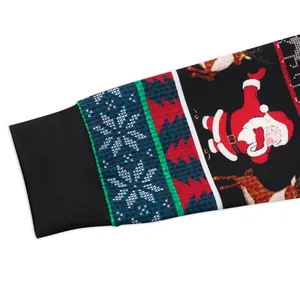 Chándal navideño infantil con estampado de Papá Noel y puños elásticos acanalados