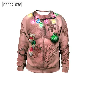 Detailed 3D digital print of a funny Christmas hairy chest with colorful festive lights
