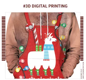 Dettaglio della stampa 3D sulla felpa natalizia con renna divertente e design alpaca