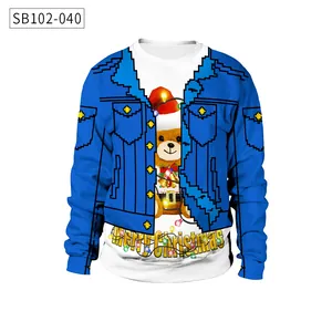 Close-up of 3D digital printed teddy bear with Merry Christmas text on sweatshirt