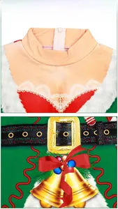 Détail d'un body de Noël avec imprimé dentelle, bordure en fausse fourrure et zip invisible