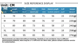Detailed size chart for Christmas digital print long sleeve dress covering S to XXL sizes