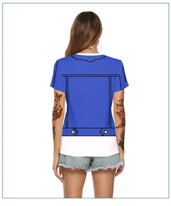 Back view of a Christmas reindeer print t-shirt featuring pixelated jacket design details