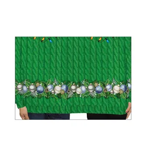 Green Christmas reindeer print sweatshirt for couples with festive 3D digital ornaments