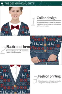 Detailed view of kids Christmas cardigan with reindeer 3D print and gold buckles