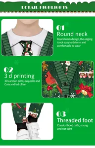 Detail view of 3D digital Christmas prints on kids sweatshirt with ribbed cuffs