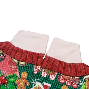 Christmas jumpsuit with 3D ginger man and cardinal print featuring hidden back zipper