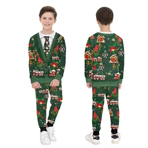 Kids Christmas 3D Digital Print Sweatshirt And Pants Boys Girls Festival Holiday Long Sleeve Top Sweatpants Polyester Spandex Outfit