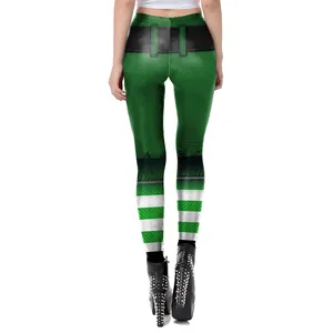 Women's St Patrick's Day Festive Leggings Polyester Spandex High Waist Digital Printed Green Shamrock Clover Yoga Pants