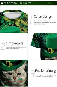 Detail view of St. Patrick's Day T-shirt showing crew neck and 3D clover print