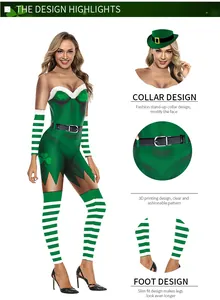 Vue détaillée du body 3D pour la Saint-Patrick montrant le col et les motifs