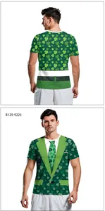 Detailed 3D print view of St. Patrick's Day clover t-shirt with tuxedo design