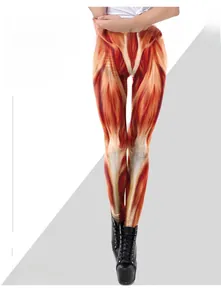 Detail der Damen-Leggings mit 3D-Anatomie-Muskeldruck und hochelastischer, enger Passform