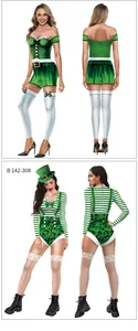 Détails avant et arrière du body Saint-Patrick avec imprimé trèfle vert festif