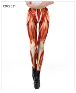 Detailaufnahme der menschlichen Muskelanatomie im 3D-Digitaldruck auf Damen-Leggings