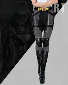 Vue détaillée du legging à impression 3D avec motifs tactiques d'armure Black Widow